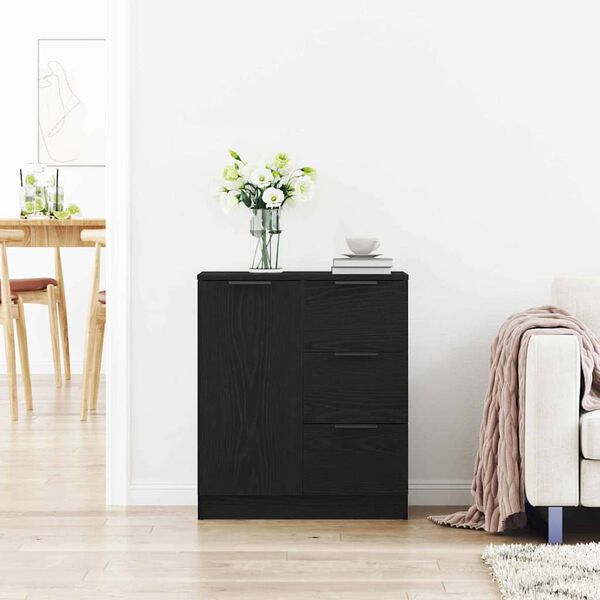 vidaXL Vitrina Roble Negro 60 x 30 x 70 cm Madera contrachapada