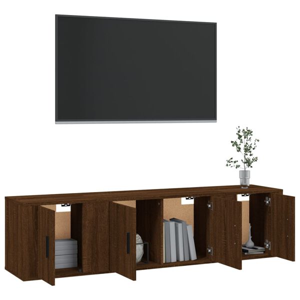vidaXL Set de muebles para TV 3 pzas madera contrachapada roble marr&oacute;n