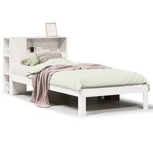 vidaXL Cama con estanter&iacute;a sin colch&oacute;n madera maciza de pino 90x190 cm