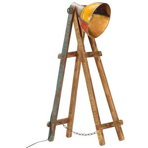 vidaXL L&aacute;mpara de pie multicolor E27 madera maciza mango