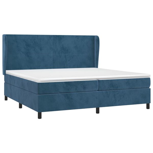 vidaXL Cama box spring con colch&oacute;n terciopelo azul oscuro 200x200 cm
