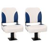 vidaXL Asiento plegable para barco juego de 2 azul y blanco 41x36x48 cm