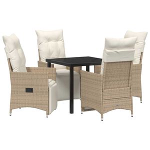 vidaXL Conjunto de Comedor de Jard&iacute;n 5 pcs Beige rat&aacute;n sint&eacute;tico