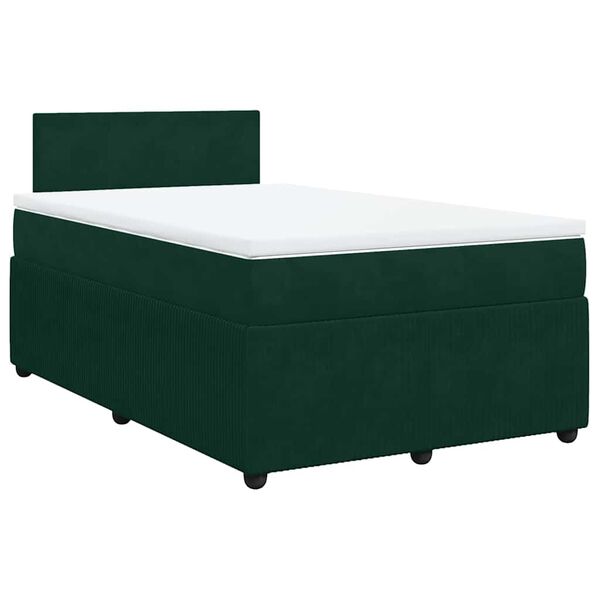 vidaXL Cama box spring con colch&oacute;n terciopelo verde oscuro 120x200 cm