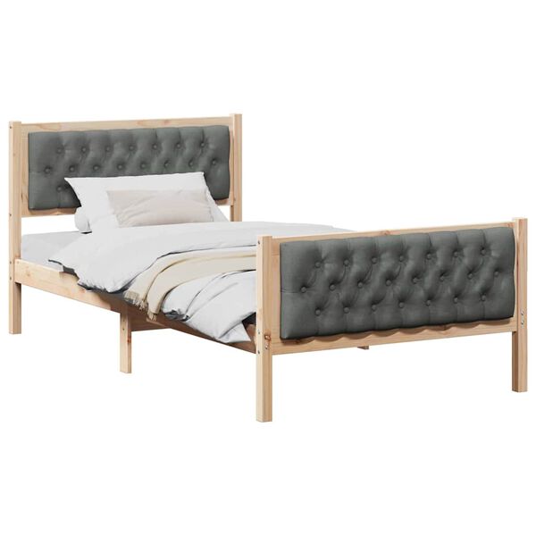 vidaXL Estructura de cama con cabecera Gris oscuro 100 x 200 cm