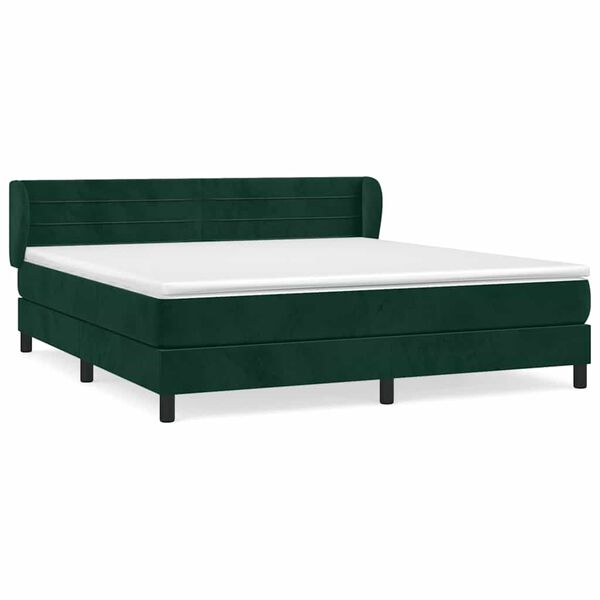 vidaXL Cama box spring con colch&oacute;n terciopelo verde oscuro 160x200 cm