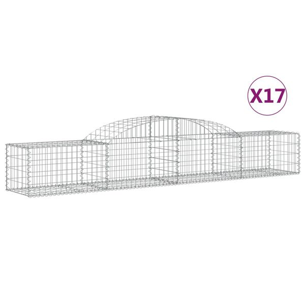 vidaXL Cestas de gaviones 17 uds forma de arco hierro 300x50x40/60 cm