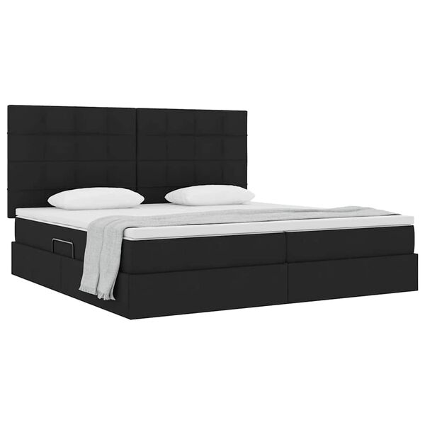 vidaXL Cama con almacenamiento y colch&oacute;n Negro 200 x 200 cm Poli&eacute;ster