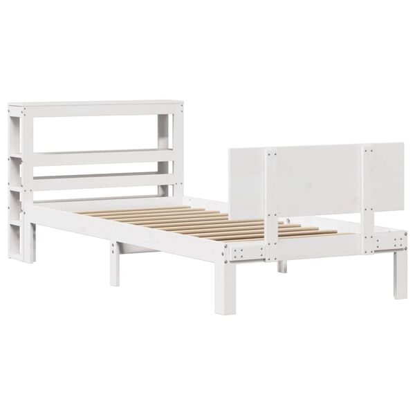 vidaXL Estructura de cama con cabecero sin colch&oacute;n blanco 90x200 cm