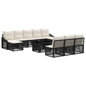 vidaXL Conjunto de sof&aacute;s de jard&iacute;n 11 uds. Negro y Blanco Crema