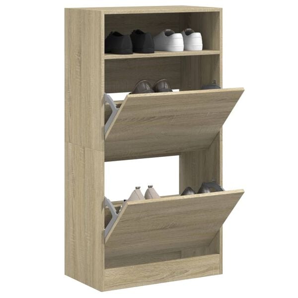 vidaXL Zapatero de madera de ingeniería roble Sonoma 60x34x116 cm