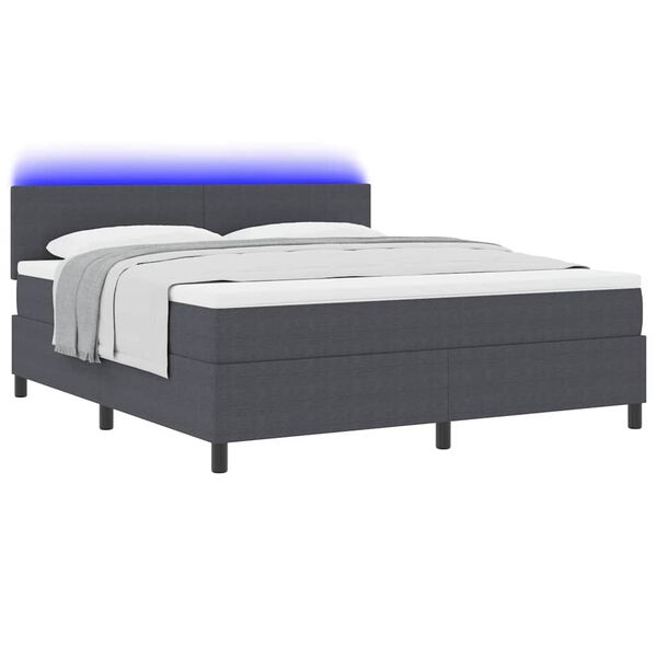 vidaXL Cama Box Spring LED Gris Oscuro y 180 x 200 cm Tela de Pana