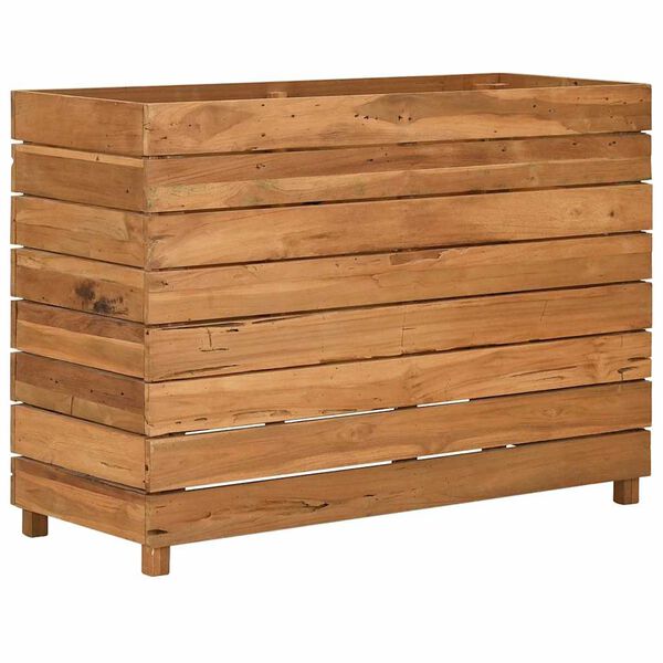 vidaXL Arriate elevado madera de teca reciclada y acero 100x40x72 cm