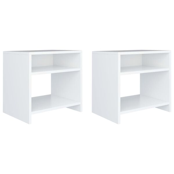 vidaXL Mesitas de noche 2 uds madera contrachapada blanco 40x30x40 cm