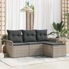 vidaXL Conjunto de sofá de jardín con cojín 4 pcs Gris claro Poliratán
