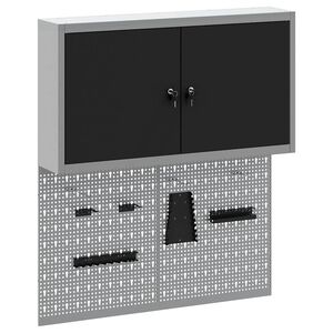 vidaXL Juego de Armarios de Herramientas con estante 3 uds. Negro