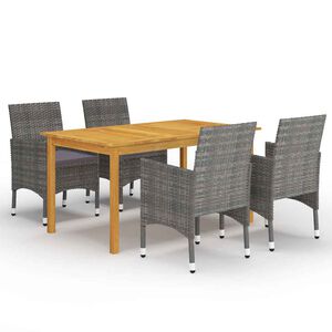 vidaXL Juego de comedor para jard&iacute;n de 5 piezas gris