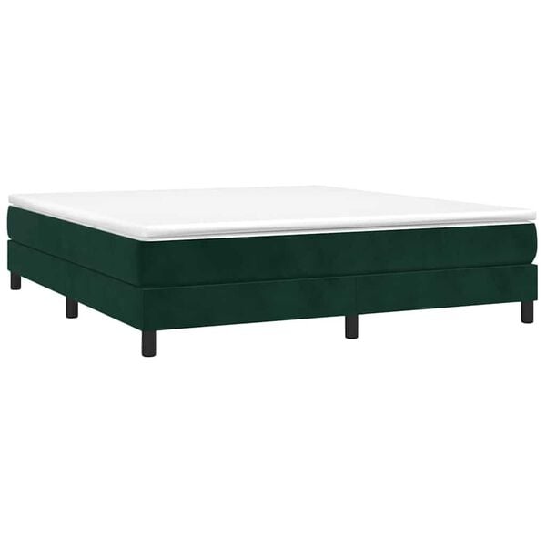 vidaXL Cama box spring con colch&oacute;n terciopelo verde oscuro 180x200 cm