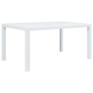 vidaXL Mesa de jard&iacute;n pl&aacute;stico aspecto de rat&aacute;n blanco 150x90x72 cm
