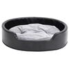 vidaXL Cama para perros felpa y cuero sint&eacute;tico negro gris 79x70x19 cm