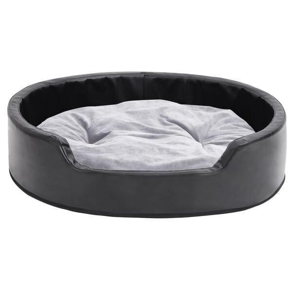 vidaXL Cama para perros felpa y cuero sint&eacute;tico negro gris 79x70x19 cm