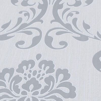 vidaXL Rollos de papel pintado no tejido 4 uds adorno blanco 0,53x10 m