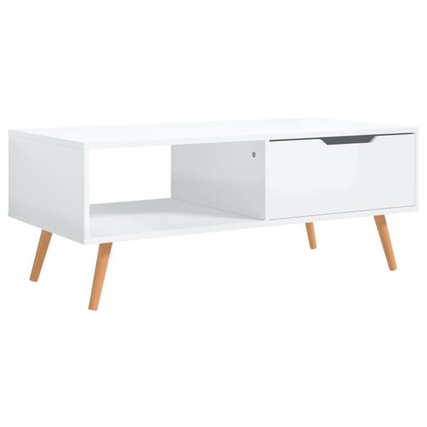 vidaXL Mesa de centro madera ingeniería blanco brillo 100x49,5x43 cm