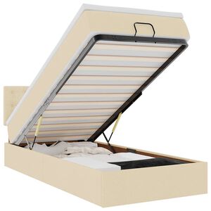 vidaXL Estructura de cama otomana con colch&oacute;n tela crema 90x190cm