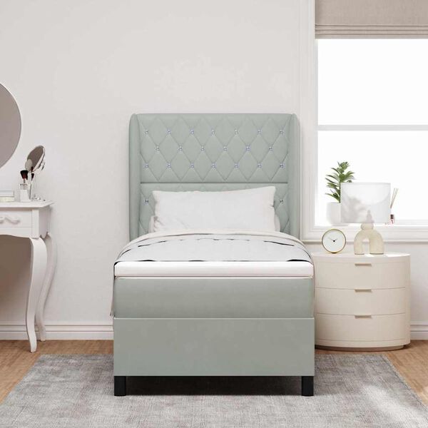 vidaXL Cama tipo Box Spring Gris Claro 200 x 100 cm Terciopelo