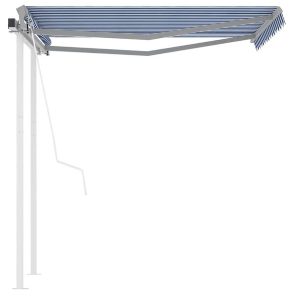 vidaXL Toldo retr&aacute;ctil autom&aacute;tico con postes azul y blanco 3,5x2,5 m