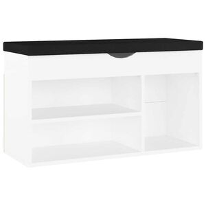 vidaXL Banco zapatero con coj&iacute;n madera ingenier&iacute;a blanco 80x30x47 cm