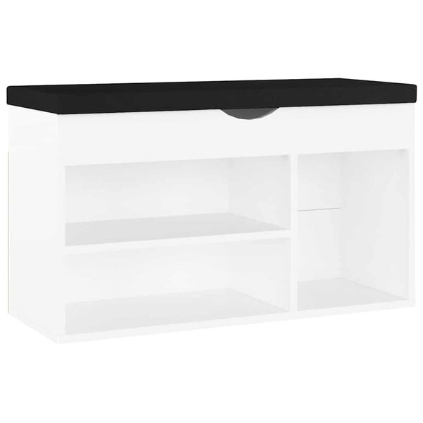 vidaXL Banco zapatero con coj&iacute;n madera ingenier&iacute;a blanco 80x30x47 cm