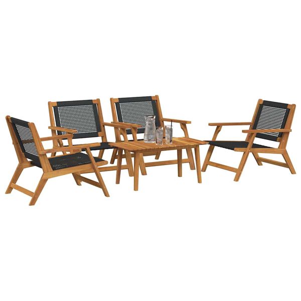 vidaXL Sillas de Jard&iacute;n con Mesa 5 pcs Negro 90 x 45 x 40 cm