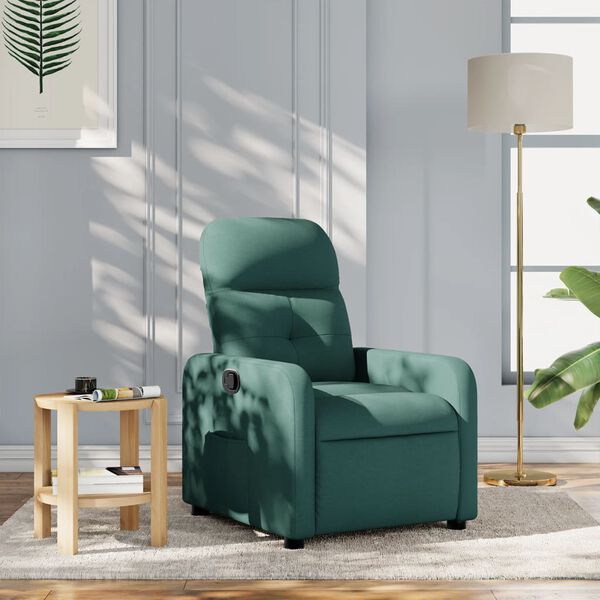 vidaXL Sill&oacute;n reclinable de tela verde oscuro