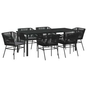 vidaXL Conjunto de Comedor de Jard&iacute;n con coj&iacute;n 7 pcs Negro