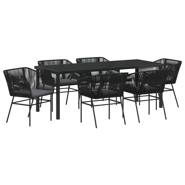 vidaXL Conjunto de Comedor de Jard&iacute;n con coj&iacute;n 7 pcs Negro