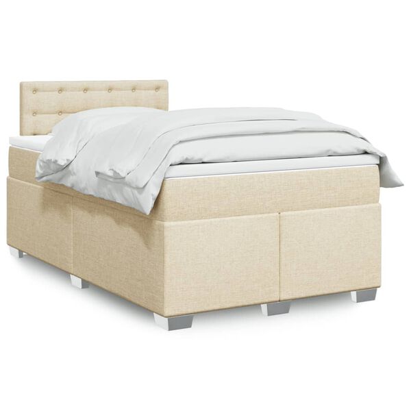 vidaXL Cama box spring con colch&oacute;n tela color crema 120x190 cm