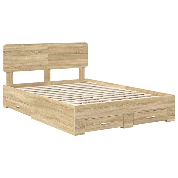 vidaXL Estructura de cama con cabecera Roble Sonoma 150 x 200 cm