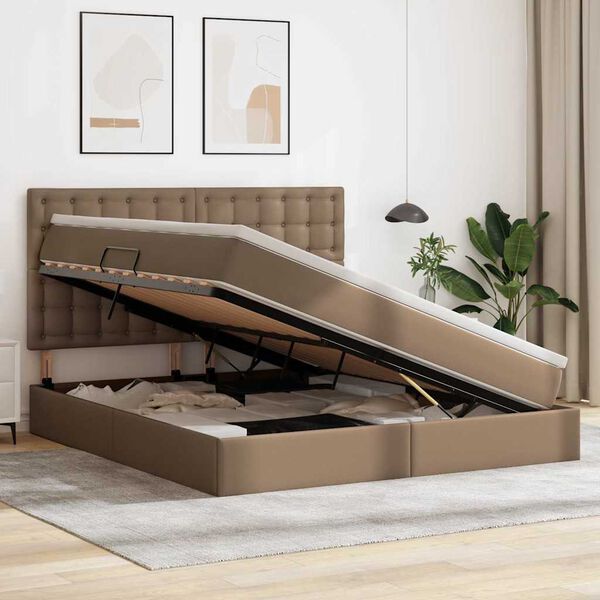 vidaXL Cama con almacenamiento Capuchino 180 x 200 cm Cuero sint&eacute;tico