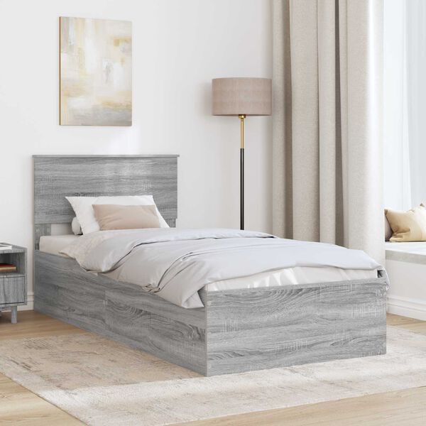 vidaXL Estructura de cama Gris Sonoma 75 x 190 cm Madera de ingenier&iacute;a