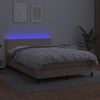 vidaXL Cama box spring colch&oacute;n LED cuero sint&eacute;tico capuchino 140x190cm