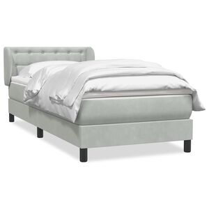 vidaXL Cama box spring con colch&oacute;n terciopelo gris claro 90x210 cm