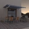 vidaXL Toldo autom&aacute;tico LED sensor de viento azul y blanco 500x300 cm