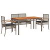 vidaXL Set comedor de jard&iacute;n 5 piezas con cojines rat&aacute;n sint&eacute;tico gris