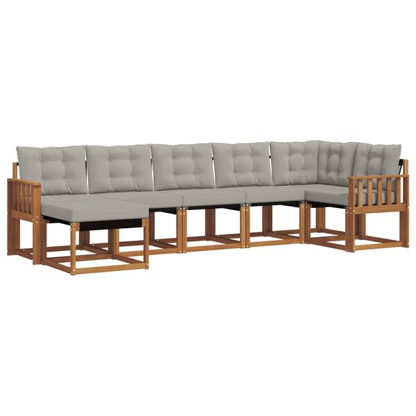 vidaXL Conjunto de sof&aacute;s de exterior 7 pcs Gris Natural y Claro