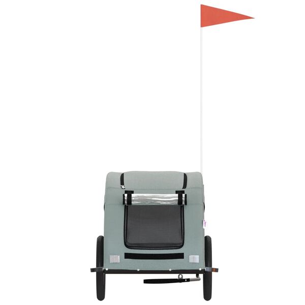 vidaXL Remolque de bicicleta mascotas hierro tela Oxford gris