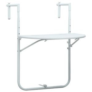 vidaXL Mesa balc&oacute;n colgante pl&aacute;stico aspecto rat&aacute;n blanco 60x64x83,5cm