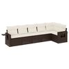 vidaXL Set sof&aacute;s de jard&iacute;n 6 piezas y cojines rat&aacute;n sint&eacute;tico marr&oacute;n
