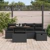 vidaXL Conjunto de sof&aacute; de jard&iacute;n con coj&iacute;n 6 pcs Negro Polirat&aacute;n