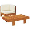 vidaXL Muebles de jard&iacute;n 2 pzas cojines blanco crema madera de acacia